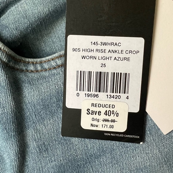 Re/Done Originals 90s High Rise Ankle Crop Denim in Worn Light Azure - Picture 9 of 11